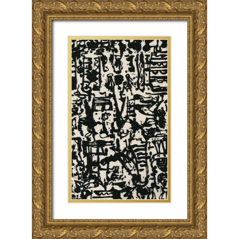 Graphic Mod Abstract I Gold Ornate Wood Framed Art Print with Double Matting by Baxter Mill Archive