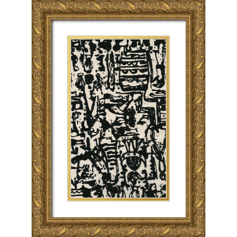 Graphic Mod Abstract II Gold Ornate Wood Framed Art Print with Double Matting by Baxter Mill Archive