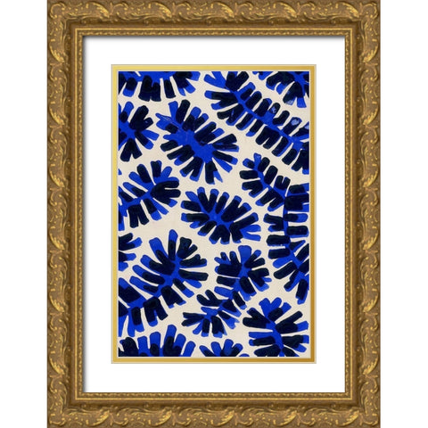 Modern Leaf Motif I Gold Ornate Wood Framed Art Print with Double Matting by Baxter Mill Archive