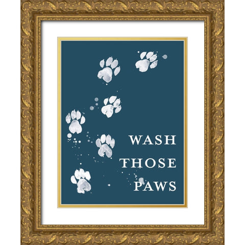 Wash Your Paws I Gold Ornate Wood Framed Art Print with Double Matting by Popp, Grace