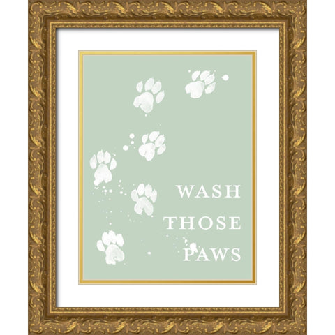 Wash Your Paws III Gold Ornate Wood Framed Art Print with Double Matting by Popp, Grace