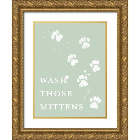 Wash Your Paws IV Gold Ornate Wood Framed Art Print with Double Matting by Popp, Grace