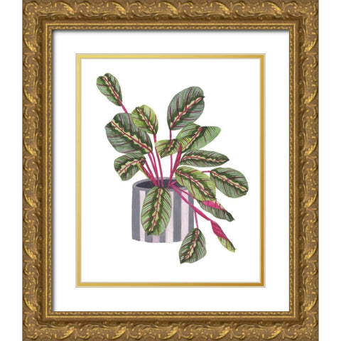 Prayer Plant I Gold Ornate Wood Framed Art Print with Double Matting by Wang, Melissa