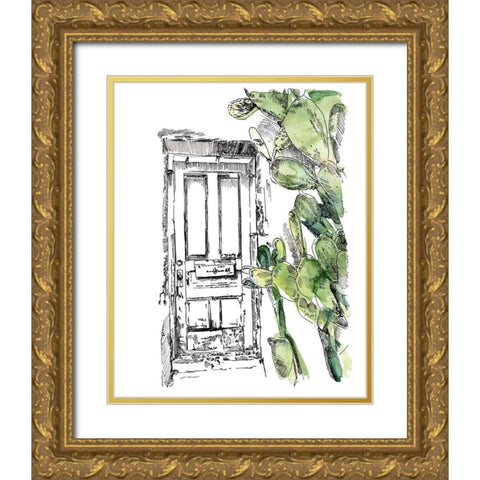 Cactus Door IV Gold Ornate Wood Framed Art Print with Double Matting by Parker, Jennifer Paxton