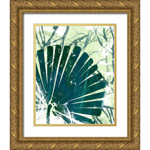 Palm Pastiche II Gold Ornate Wood Framed Art Print with Double Matting by Vess, June Erica