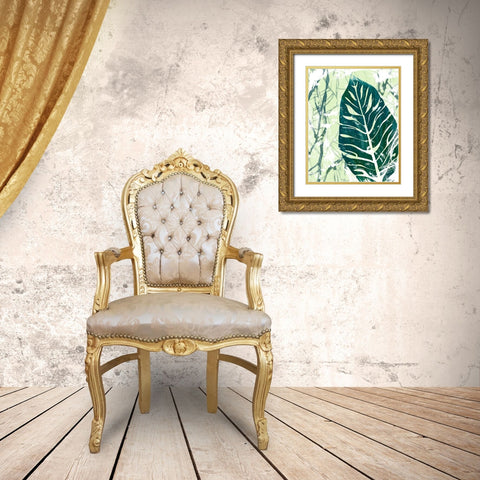 Palm Pastiche III Gold Ornate Wood Framed Art Print with Double Matting by Vess, June Erica