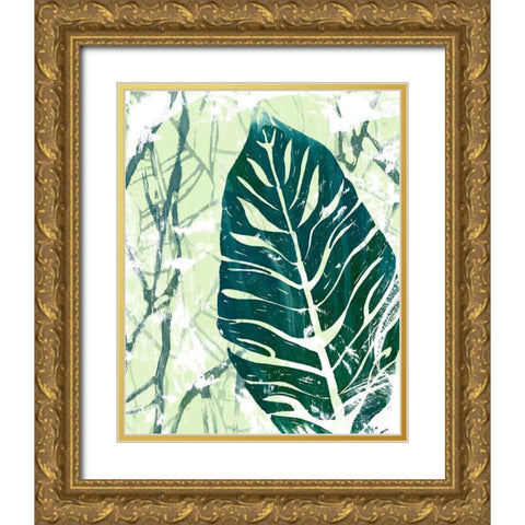Palm Pastiche III Gold Ornate Wood Framed Art Print with Double Matting by Vess, June Erica