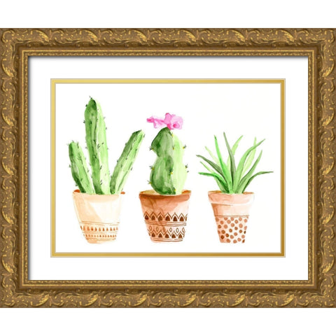 Patterned Pots II Gold Ornate Wood Framed Art Print with Double Matting by Moore, Regina