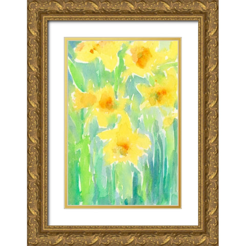 Daffodils I Gold Ornate Wood Framed Art Print with Double Matting by Dixon, Samuel