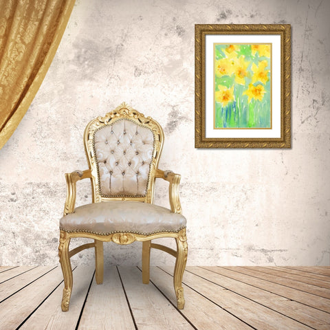 Daffodils II Gold Ornate Wood Framed Art Print with Double Matting by Dixon, Samuel