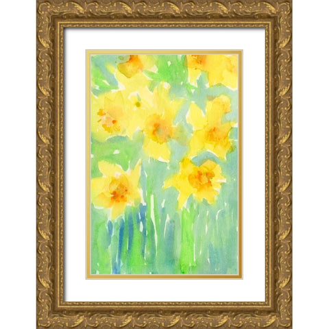 Daffodils II Gold Ornate Wood Framed Art Print with Double Matting by Dixon, Samuel