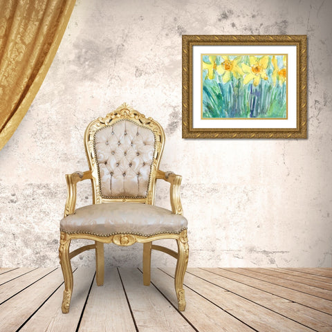 Daffodil Blooms I Gold Ornate Wood Framed Art Print with Double Matting by Dixon, Samuel