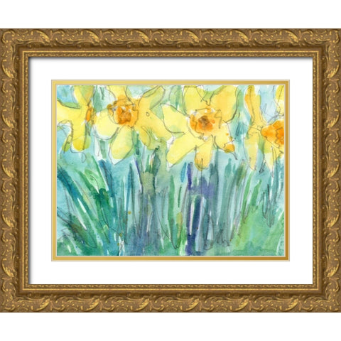 Daffodil Blooms I Gold Ornate Wood Framed Art Print with Double Matting by Dixon, Samuel