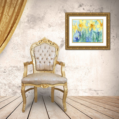 Daffodil Blooms II Gold Ornate Wood Framed Art Print with Double Matting by Dixon, Samuel