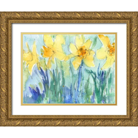 Daffodil Blooms II Gold Ornate Wood Framed Art Print with Double Matting by Dixon, Samuel