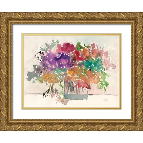 Mix Flowers I Gold Ornate Wood Framed Art Print with Double Matting by Dixon, Samuel
