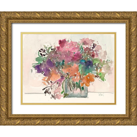 Mix Flowers II Gold Ornate Wood Framed Art Print with Double Matting by Dixon, Samuel