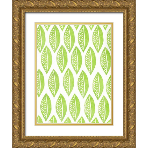 Lino Leaf I Gold Ornate Wood Framed Art Print with Double Matting by Moore, Regina