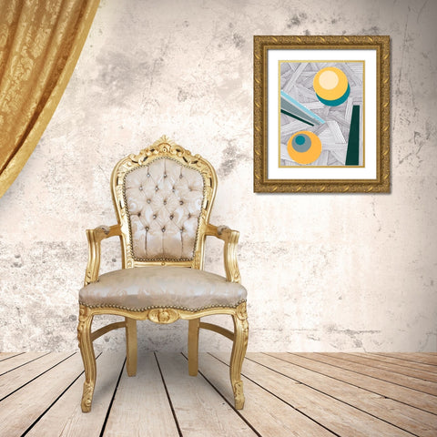 Lines and Shapes II Gold Ornate Wood Framed Art Print with Double Matting by Moore, Regina