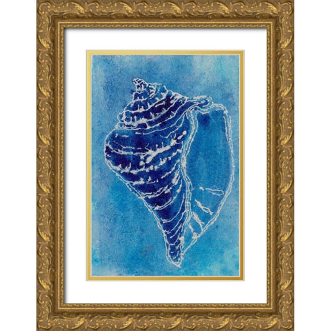 Cerulean Shells I Gold Ornate Wood Framed Art Print with Double Matting by Moore, Regina