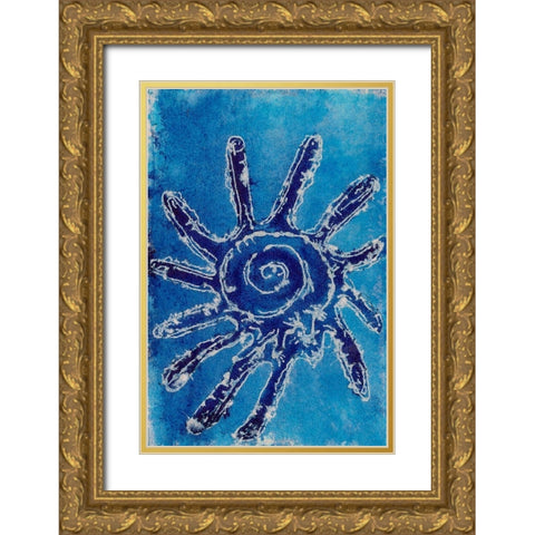 Cerulean Shells V Gold Ornate Wood Framed Art Print with Double Matting by Moore, Regina