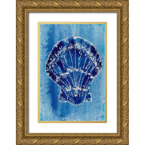 Cerulean Shells VI Gold Ornate Wood Framed Art Print with Double Matting by Moore, Regina