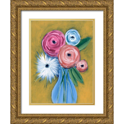 Fictitious Floral II Gold Ornate Wood Framed Art Print with Double Matting by Moore, Regina