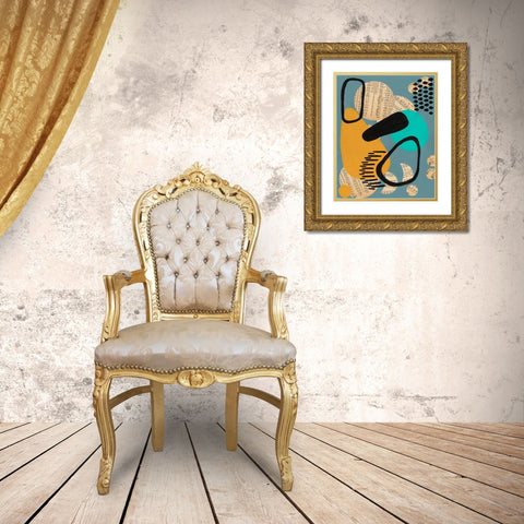 Contemporary Configuration V Gold Ornate Wood Framed Art Print with Double Matting by Moore, Regina