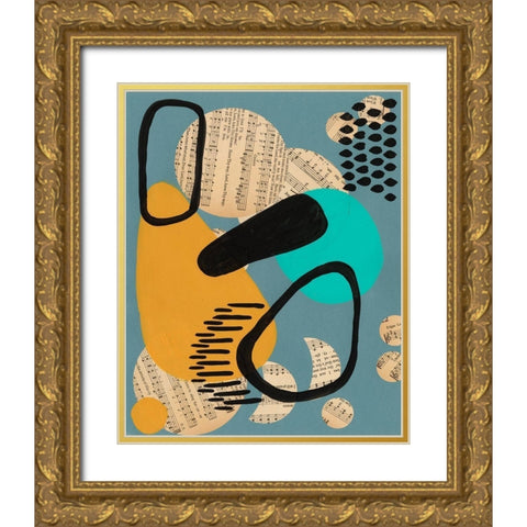 Contemporary Configuration V Gold Ornate Wood Framed Art Print with Double Matting by Moore, Regina