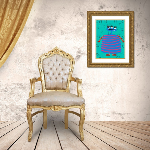 Happy Creatures III Gold Ornate Wood Framed Art Print with Double Matting by Moore, Regina