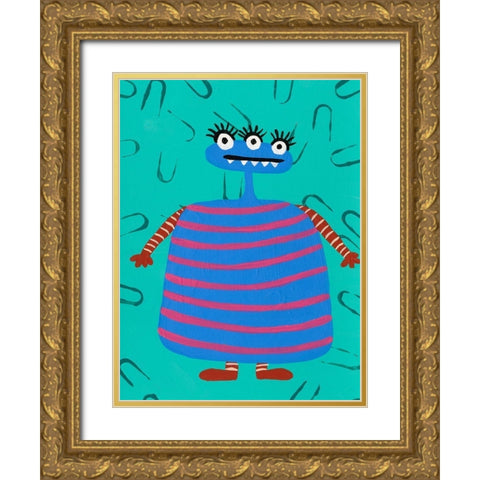Happy Creatures III Gold Ornate Wood Framed Art Print with Double Matting by Moore, Regina