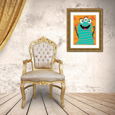 Happy Creatures V Gold Ornate Wood Framed Art Print with Double Matting by Moore, Regina