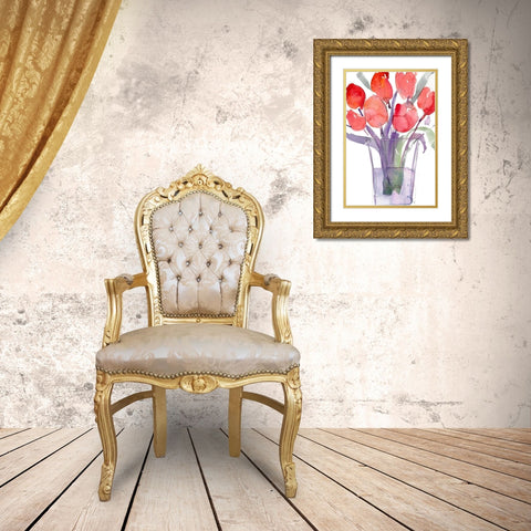 My Red Tulips I Gold Ornate Wood Framed Art Print with Double Matting by Dixon, Samuel