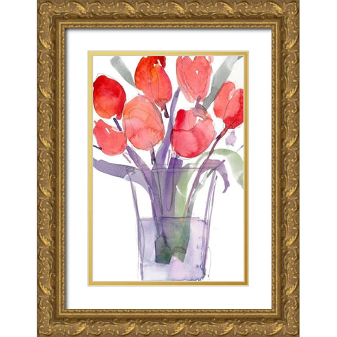 My Red Tulips I Gold Ornate Wood Framed Art Print with Double Matting by Dixon, Samuel