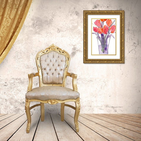My Red Tulips II Gold Ornate Wood Framed Art Print with Double Matting by Dixon, Samuel