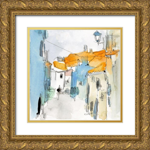 Along the Spanish Sidewalk I Gold Ornate Wood Framed Art Print with Double Matting by Dixon, Samuel