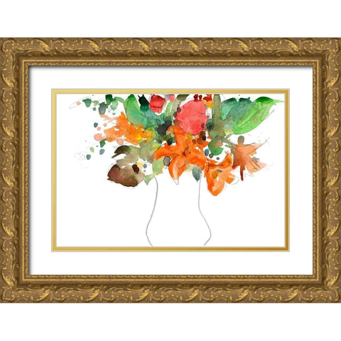 Expressive Bouquet I Gold Ornate Wood Framed Art Print with Double Matting by Dixon, Samuel