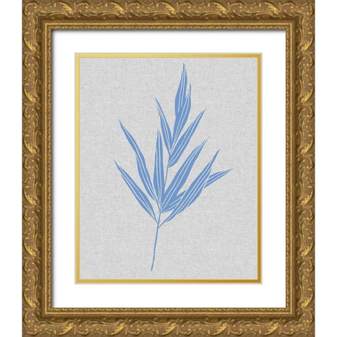 Blue Stem II Gold Ornate Wood Framed Art Print with Double Matting by Wang, Melissa