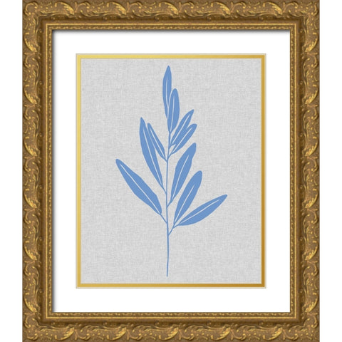 Blue Stem III Gold Ornate Wood Framed Art Print with Double Matting by Wang, Melissa