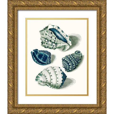 Celadon Shells I Gold Ornate Wood Framed Art Print with Double Matting by Vision Studio