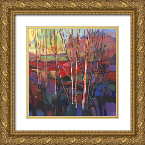 Patchwork Trees I Gold Ornate Wood Framed Art Print with Double Matting by OToole, Tim