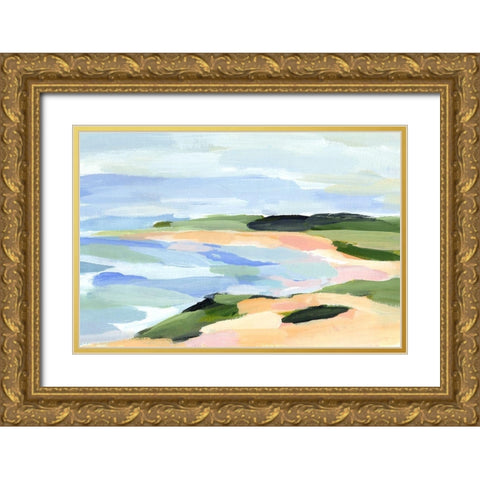 Pastel Coastline I Gold Ornate Wood Framed Art Print with Double Matting by Warren, Annie
