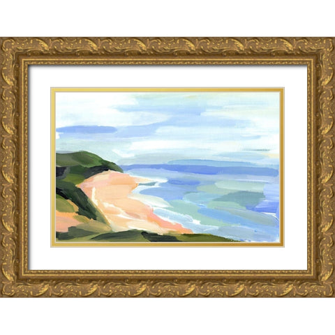 Pastel Coastline II Gold Ornate Wood Framed Art Print with Double Matting by Warren, Annie