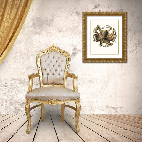 Antique Octopus Collection VII Gold Ornate Wood Framed Art Print with Double Matting by Unknown