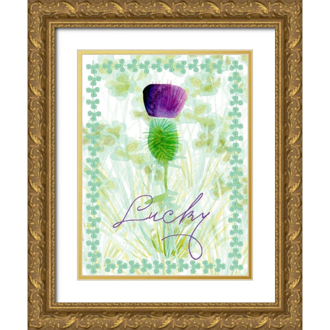 Lucky Shamrock I Gold Ornate Wood Framed Art Print with Double Matting by Ludwig, Alicia