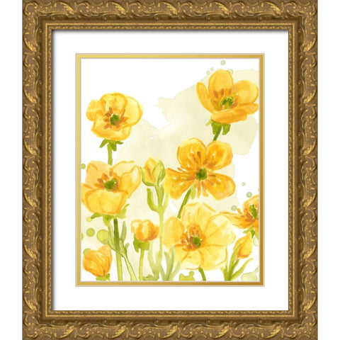 Sunshine Meadow I Gold Ornate Wood Framed Art Print with Double Matting by Vess, June Erica
