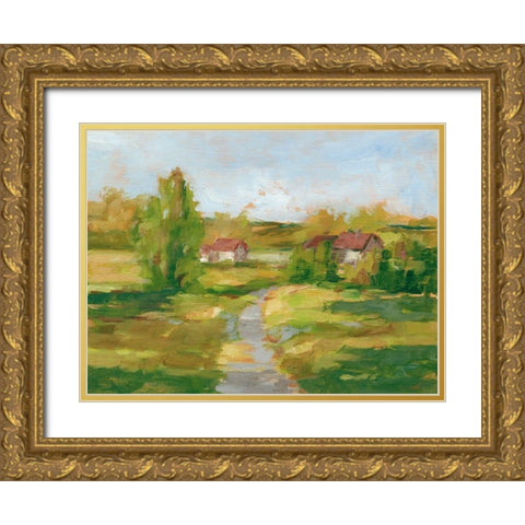 Rural English Cottage II Gold Ornate Wood Framed Art Print with Double Matting by Harper, Ethan