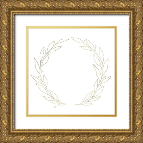 Wreath in Gold I Gold Ornate Wood Framed Art Print with Double Matting by Warren, Annie