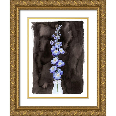 Blue Delphinium I Gold Ornate Wood Framed Art Print with Double Matting by Popp, Grace