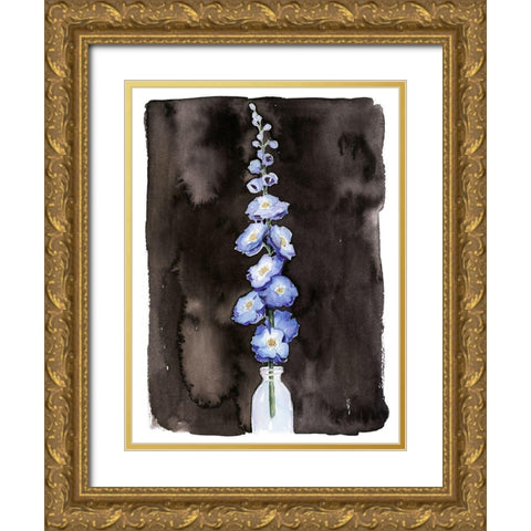 Blue Delphinium II Gold Ornate Wood Framed Art Print with Double Matting by Popp, Grace